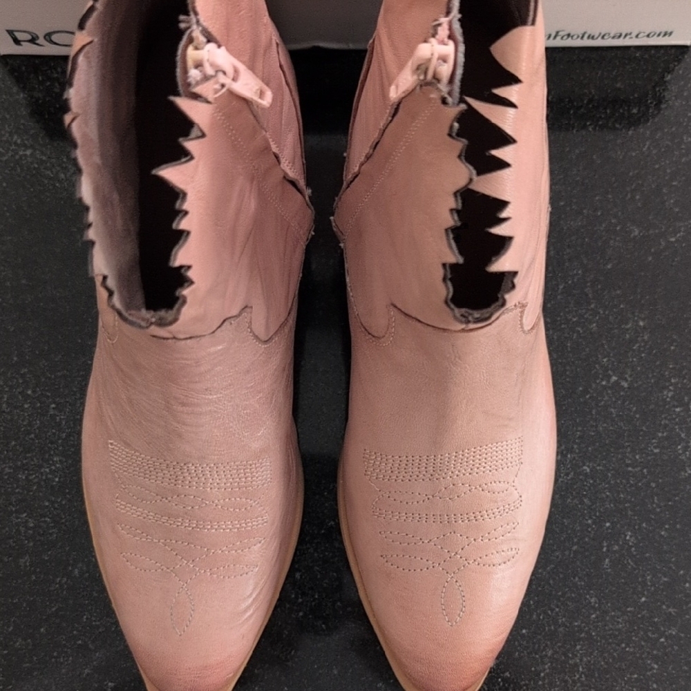 Women's Blush Colored Western Ankle Boots